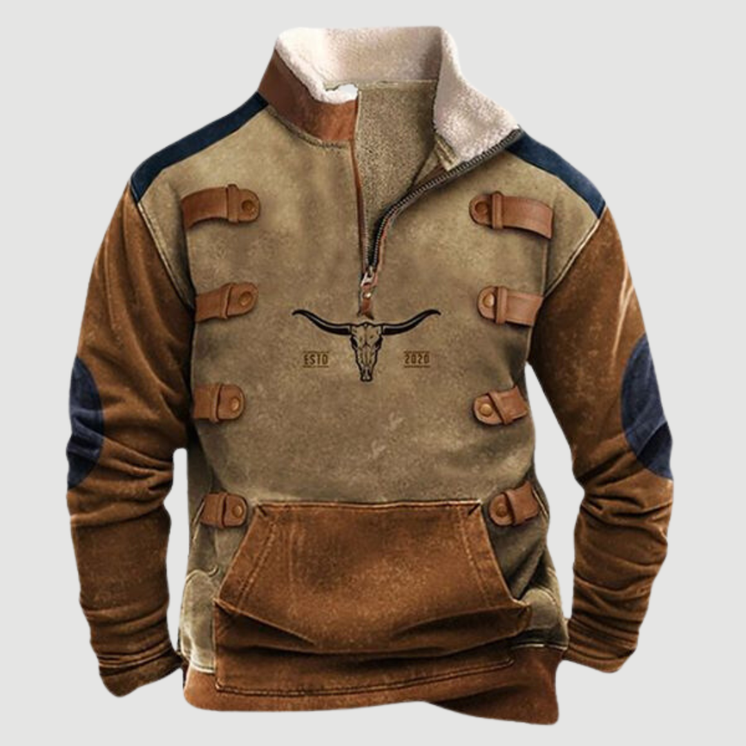 Vintage fleece med lynlås til mænd
