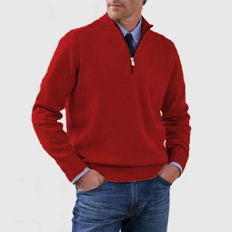 Herresweater med halv lynlås