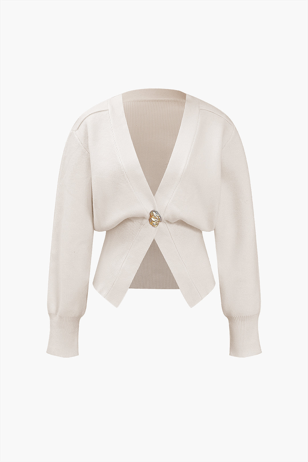 Chic strikcardigan med guldknapdetalje
