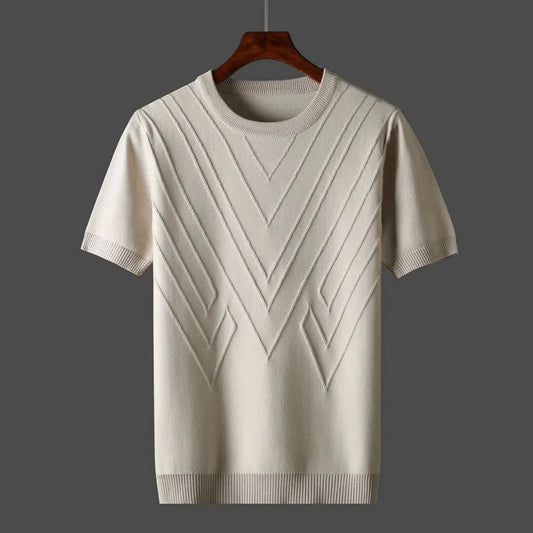 Moderne elegant strikket kortærmet kashmir-t-shirt til mænd