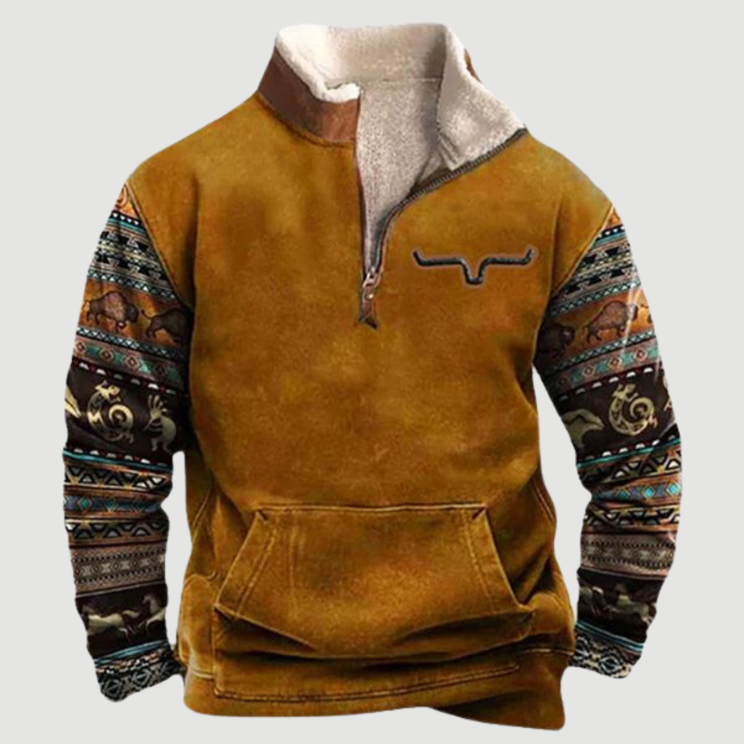 Vintage fleece med lynlås til mænd