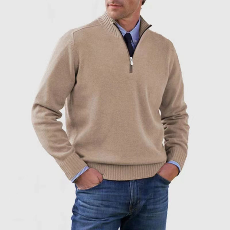 Herresweater med halv lynlås