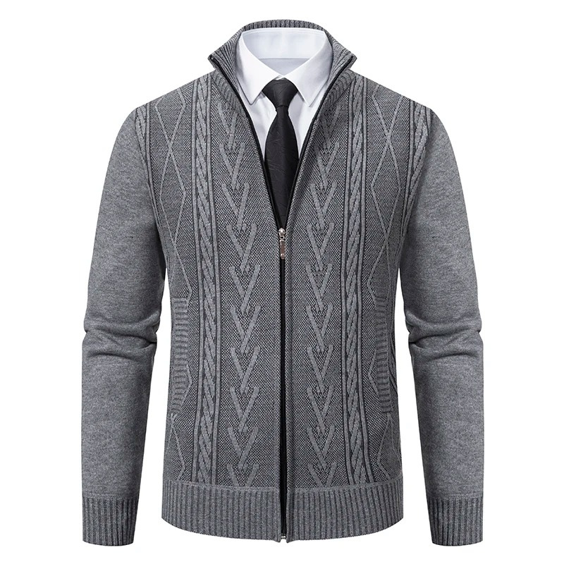 Strikket sweater med lynlås til mænd i gammeldags stil
