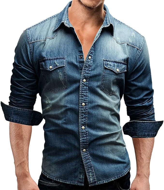 Stretch denimskjorte til herrer