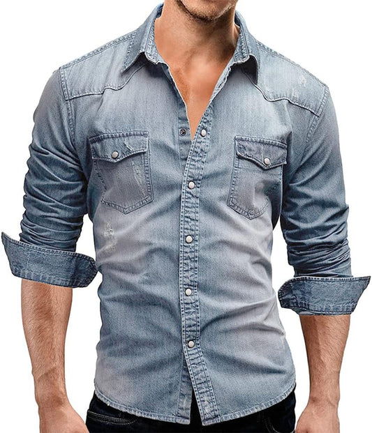 Stretch denimskjorte til herrer
