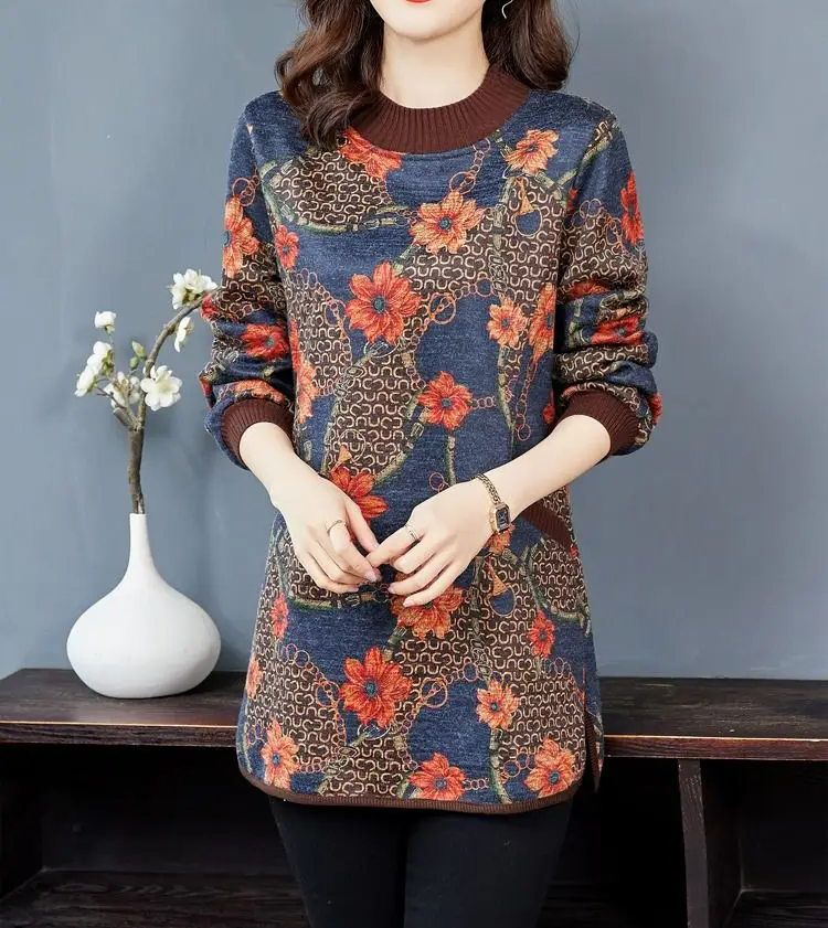 Langærmet bluse med blomsterprint