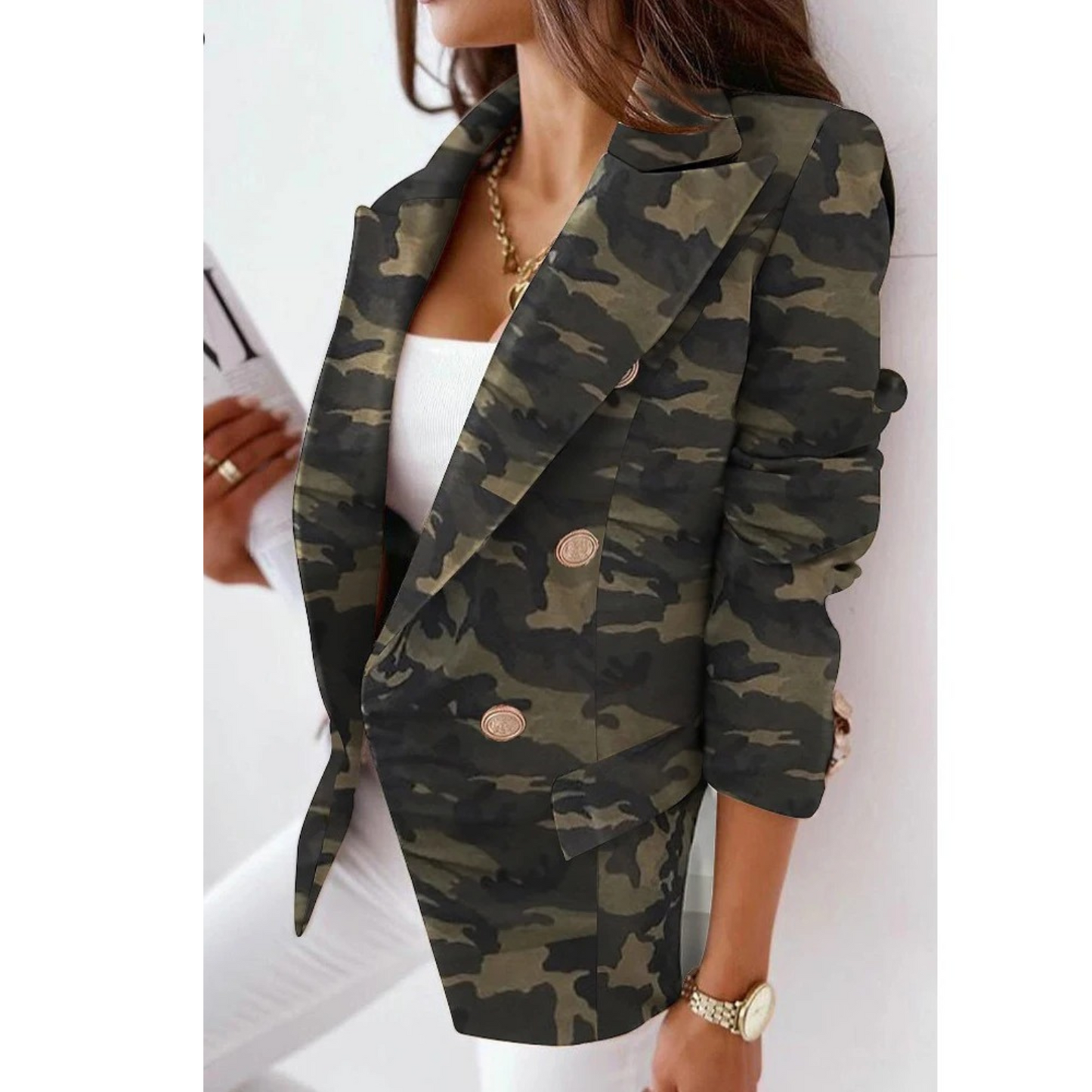 Printet blazer til kvinder