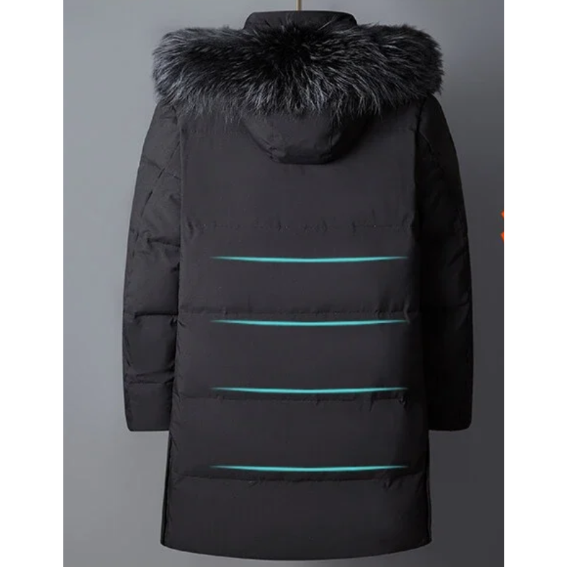 Parka vinterfrakke til mænd med pelshætte og lynlåse