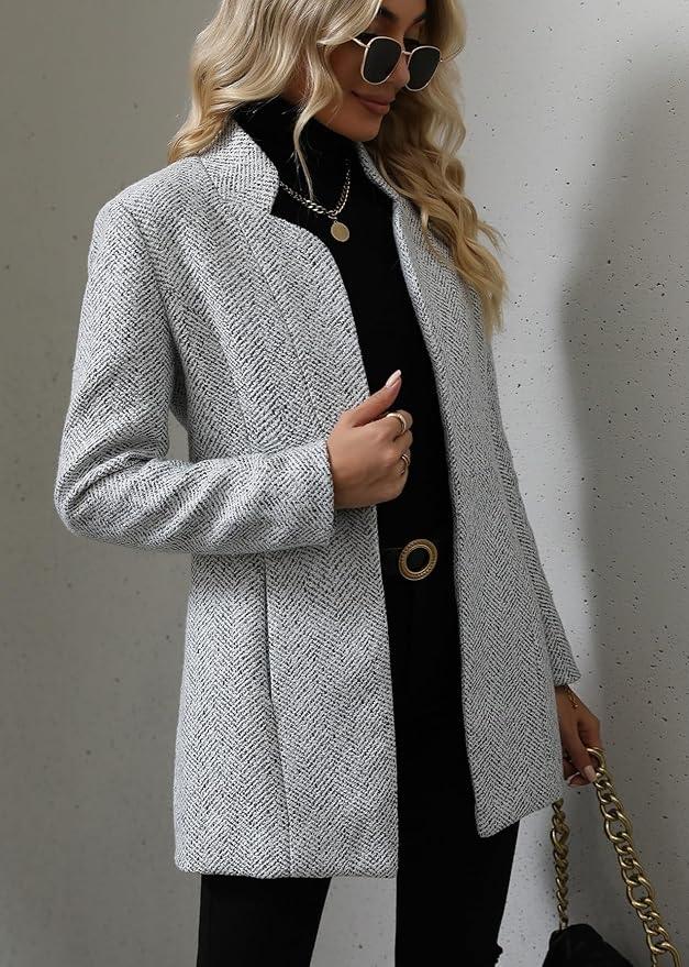 Stilfuld marmoreret langærmet blazer med åben front