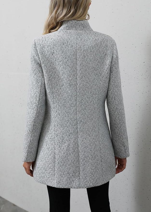 Stilfuld marmoreret langærmet blazer med åben front