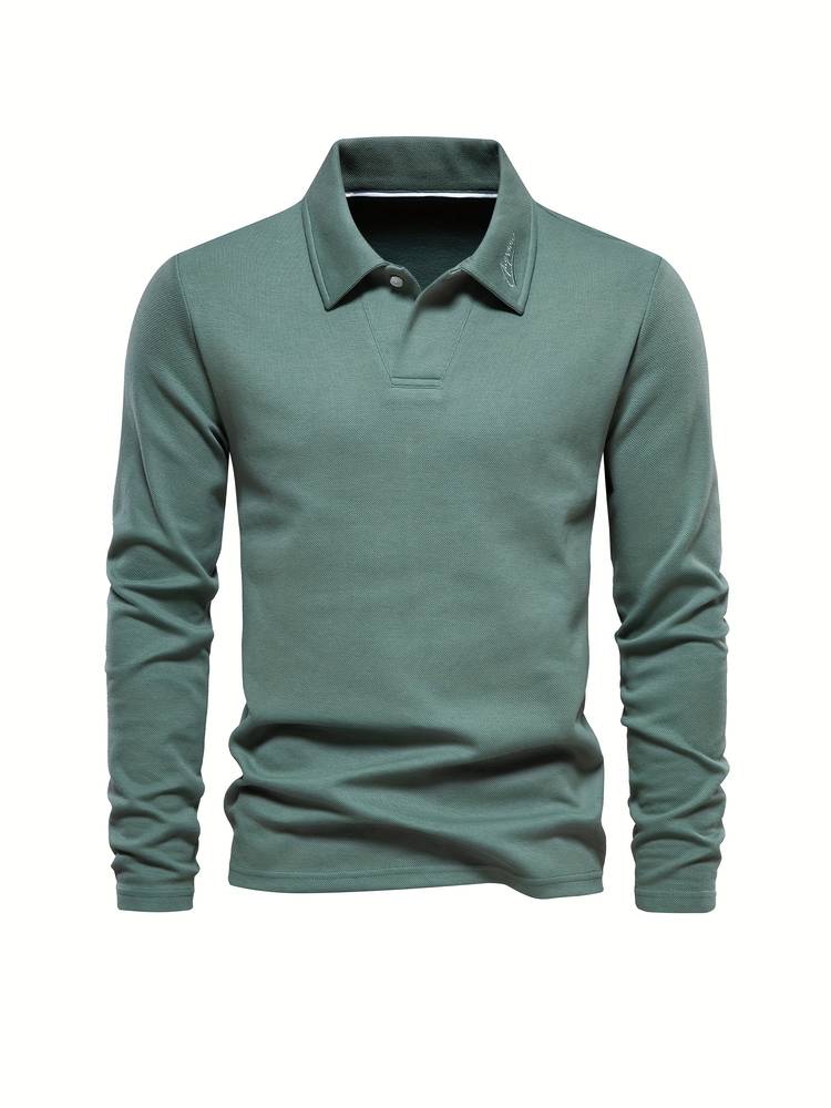 Langærmet poloshirt med klassisk krave til mænd