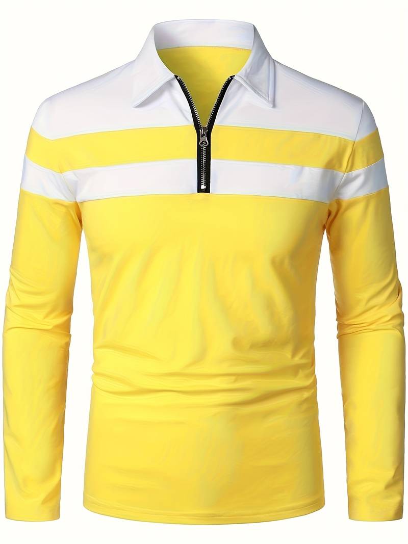 Langærmet poloshirt med lynlås til herrer