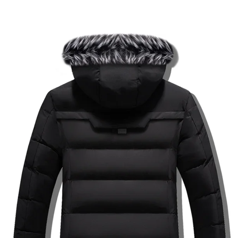 Parka vinterjakke til mænd med aftagelig hætte og lynlåslommer