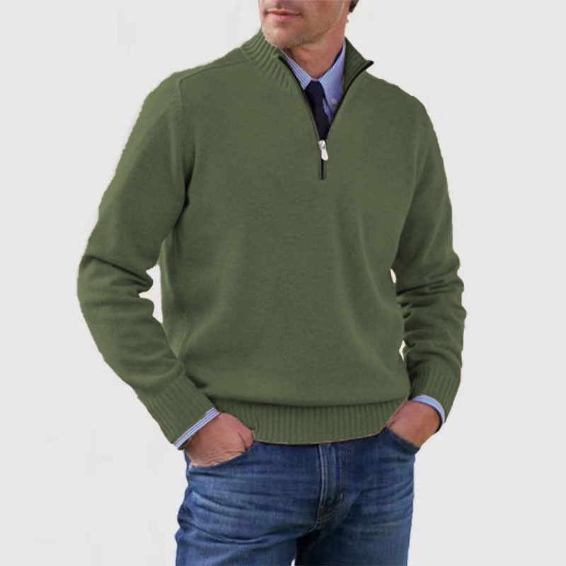 Herresweater med halv lynlås
