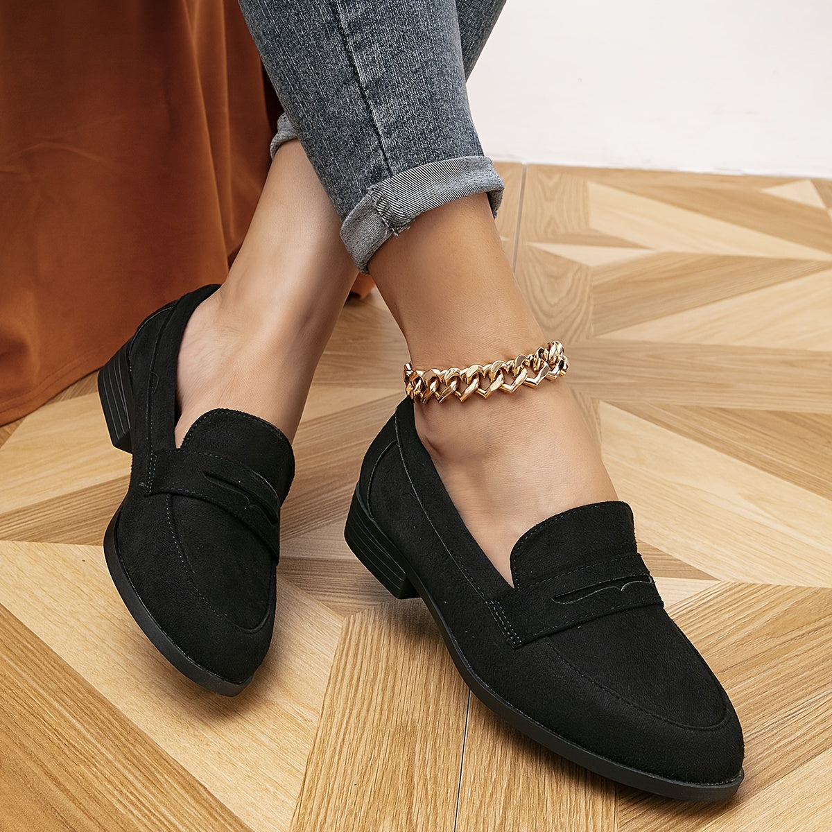 Slip-on-loafers i ruskind til kvinder