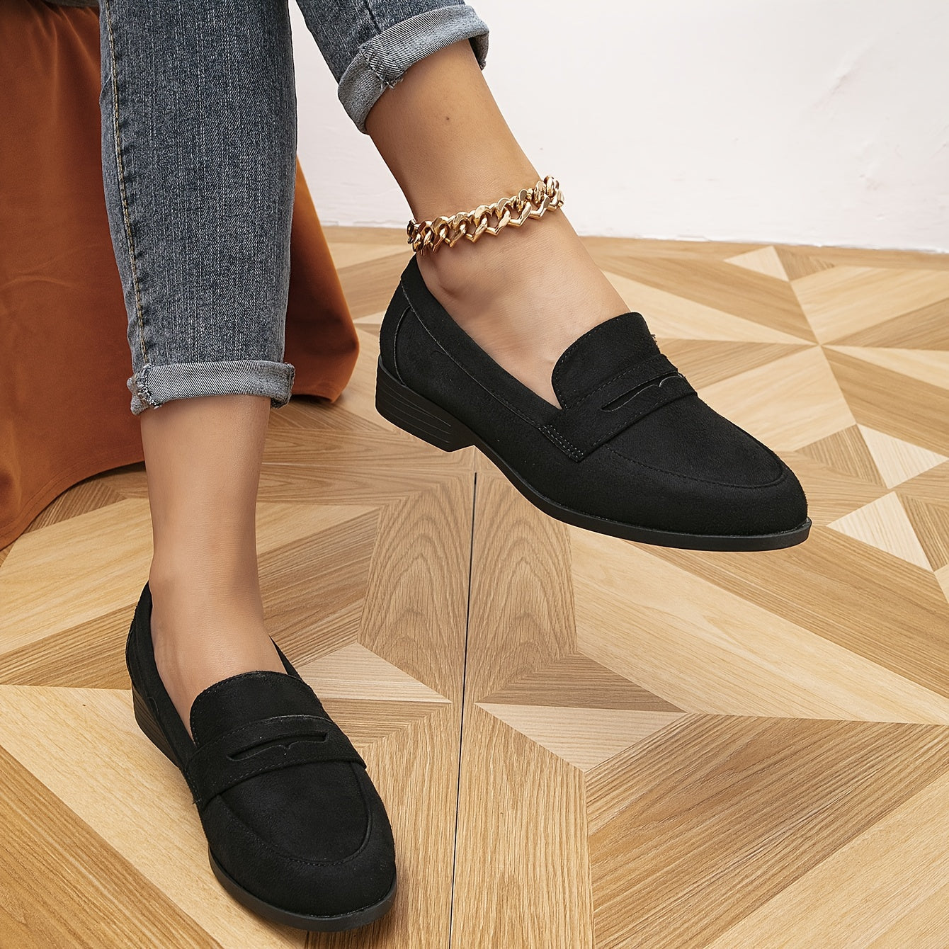 Slip-on-loafers i ruskind til kvinder
