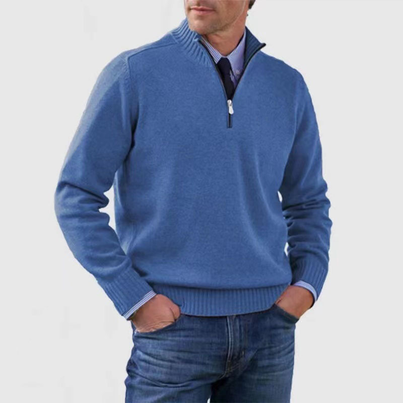 Herresweater med halv lynlås