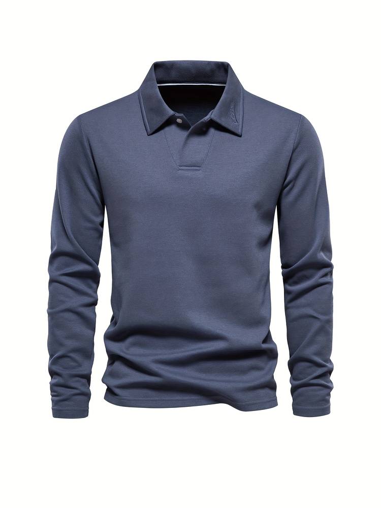 Langærmet poloshirt med klassisk krave til mænd
