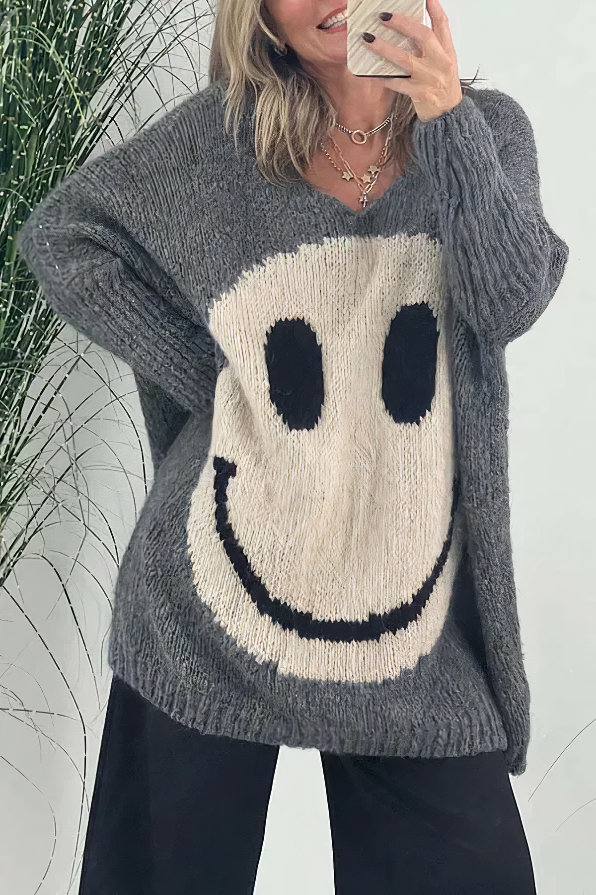 Oversized smiley sweater til kvinder