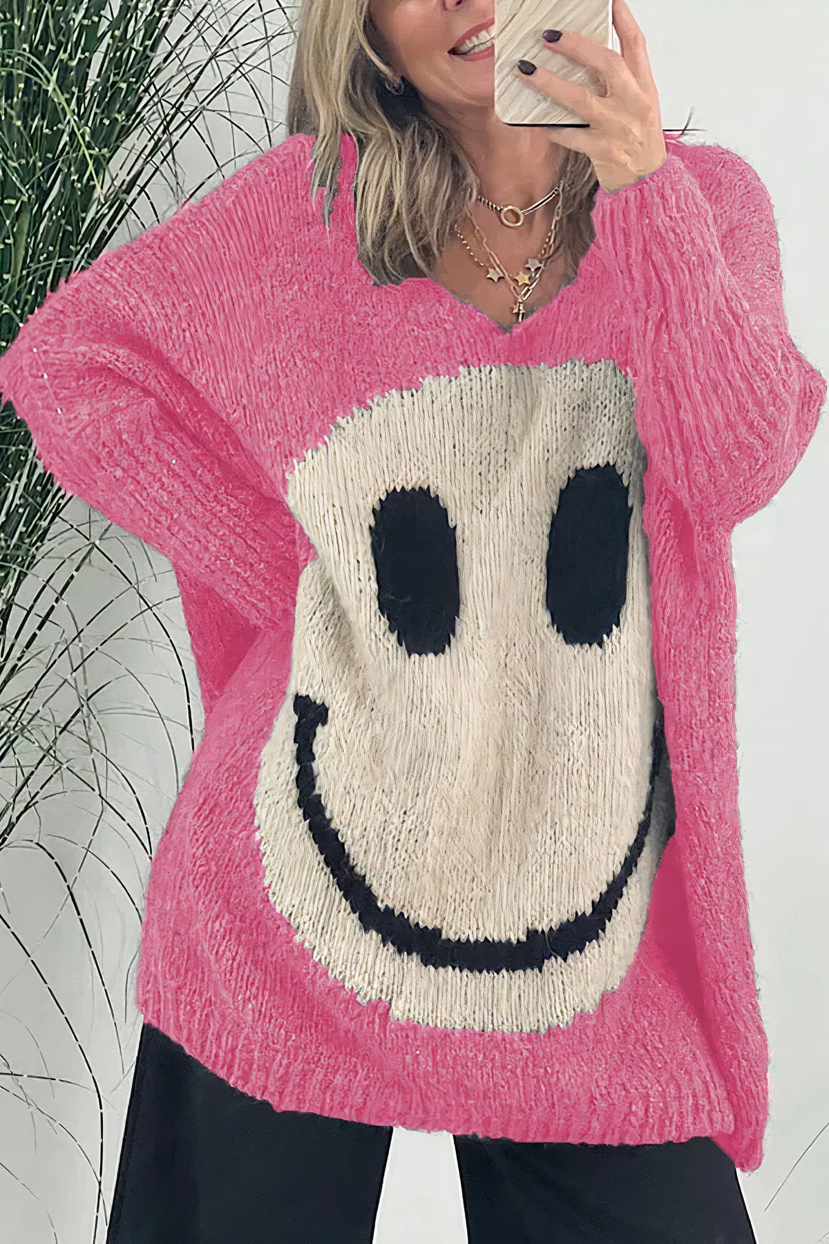 Oversized smiley sweater til kvinder