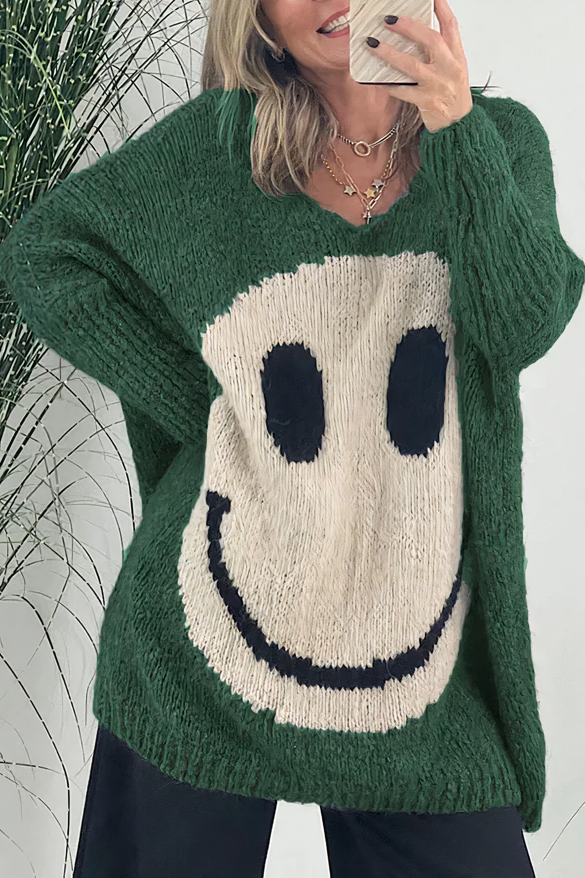 Oversized smiley sweater til kvinder