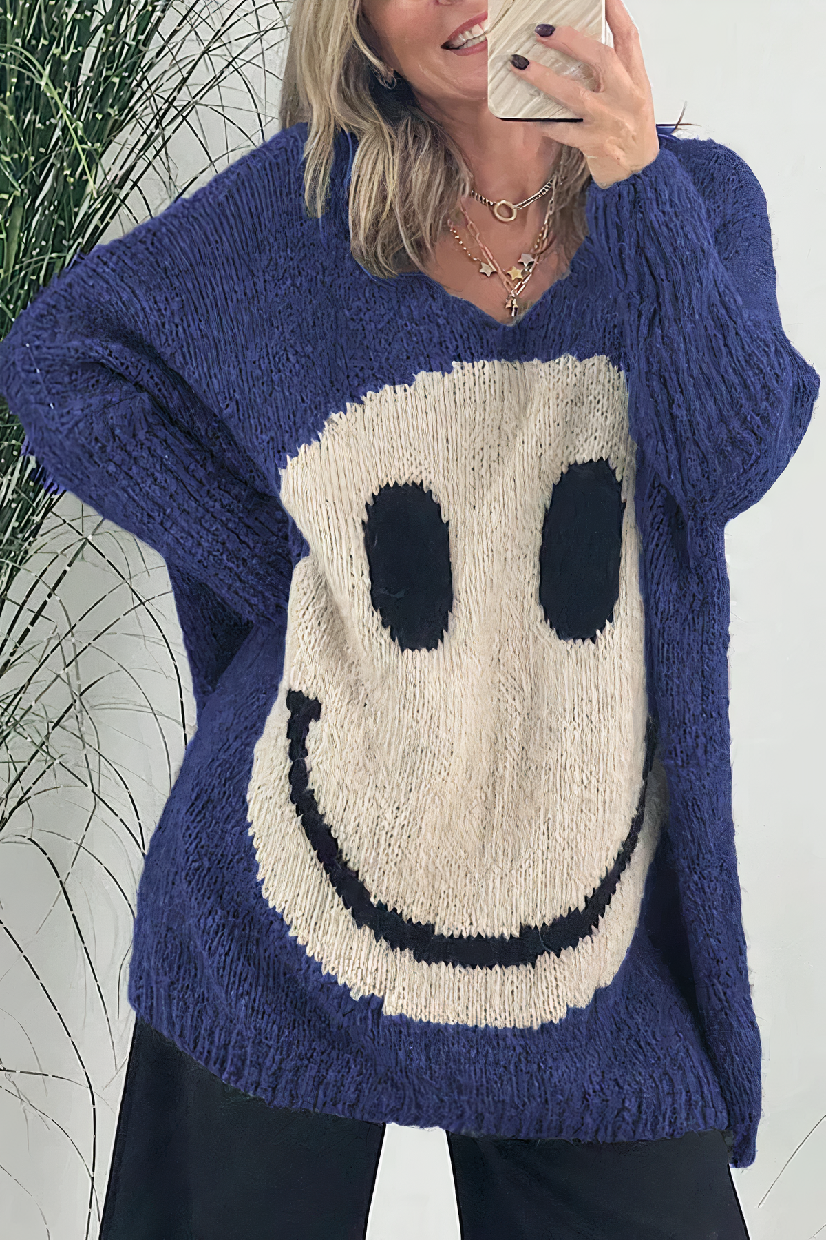 Oversized smiley sweater til kvinder