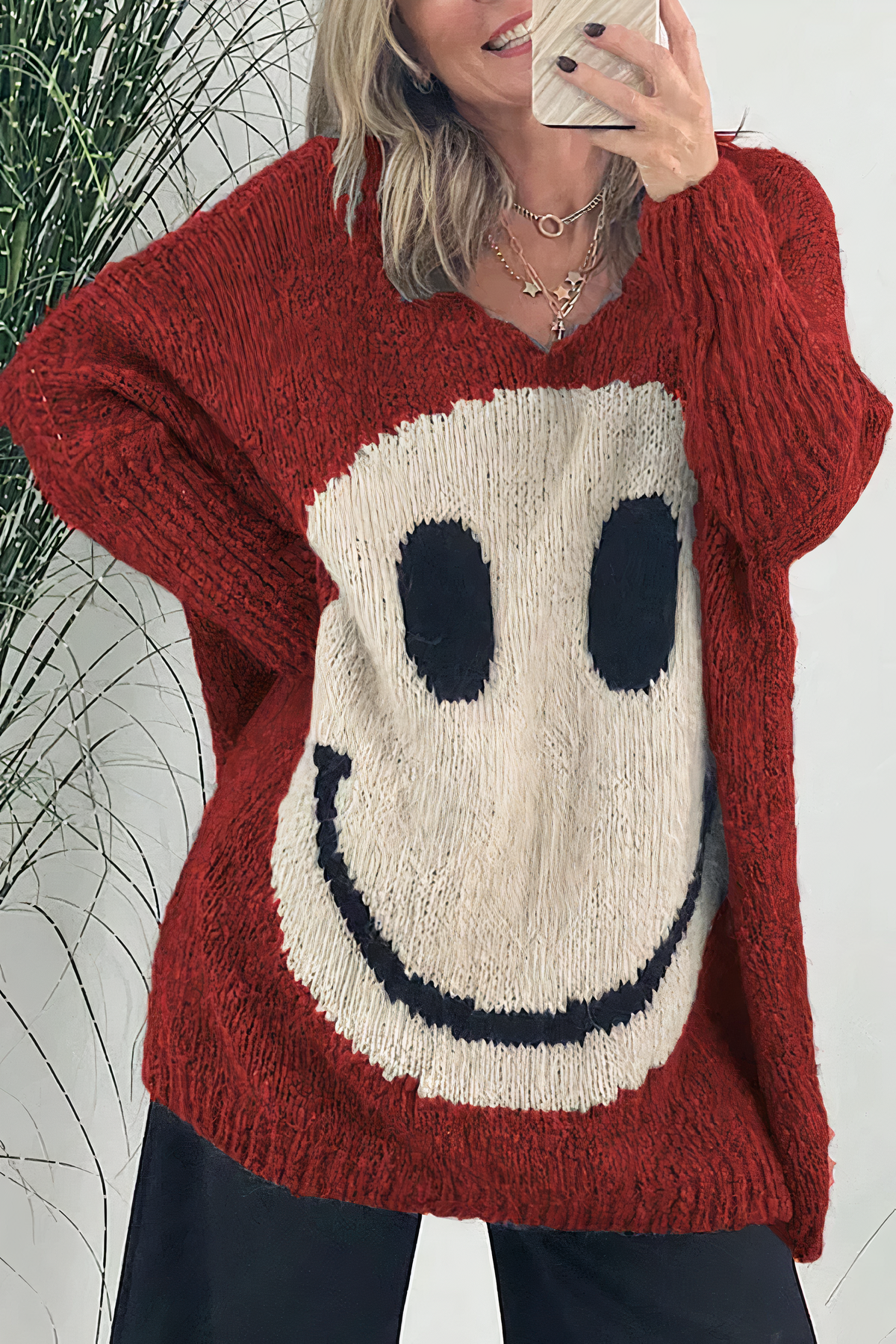 Oversized smiley sweater til kvinder