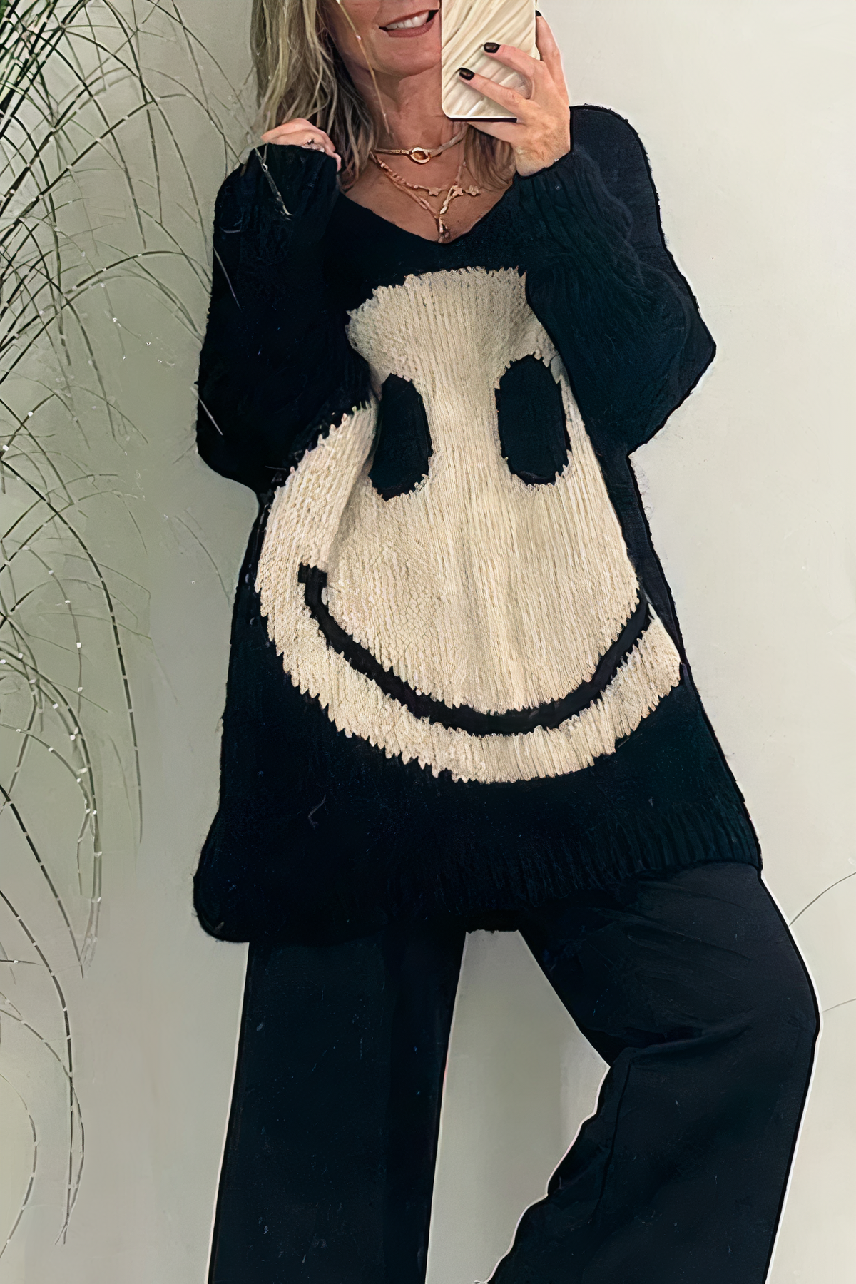 Oversized smiley sweater til kvinder