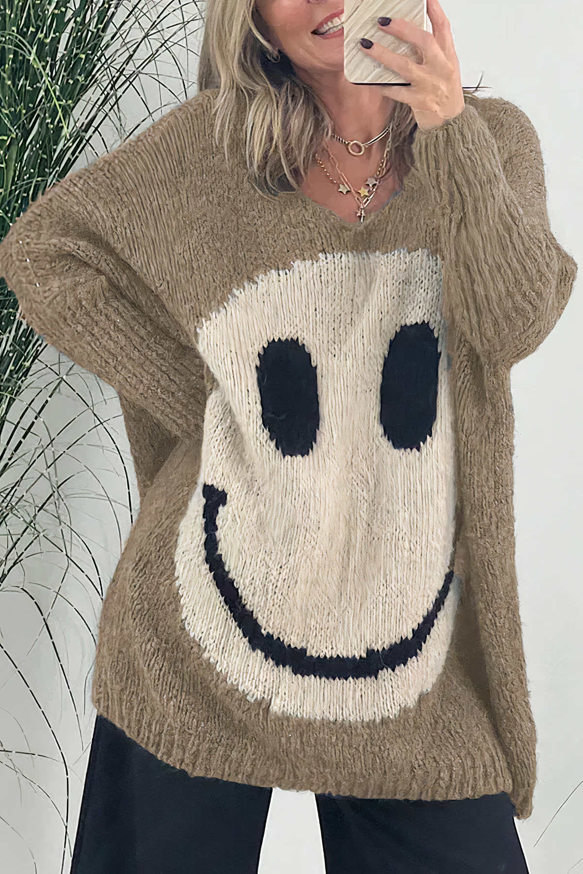 Oversized smiley sweater til kvinder