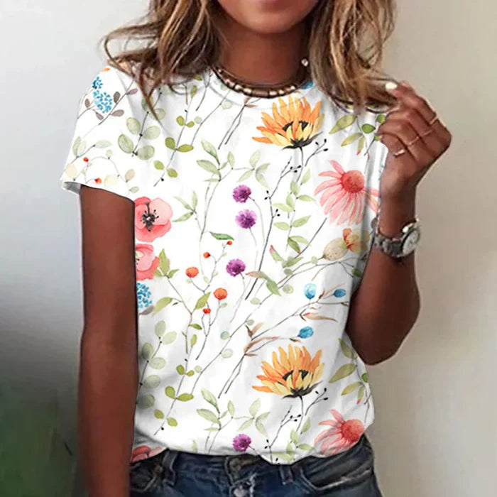 Flower dream kortærmet T-shirt til kvinder