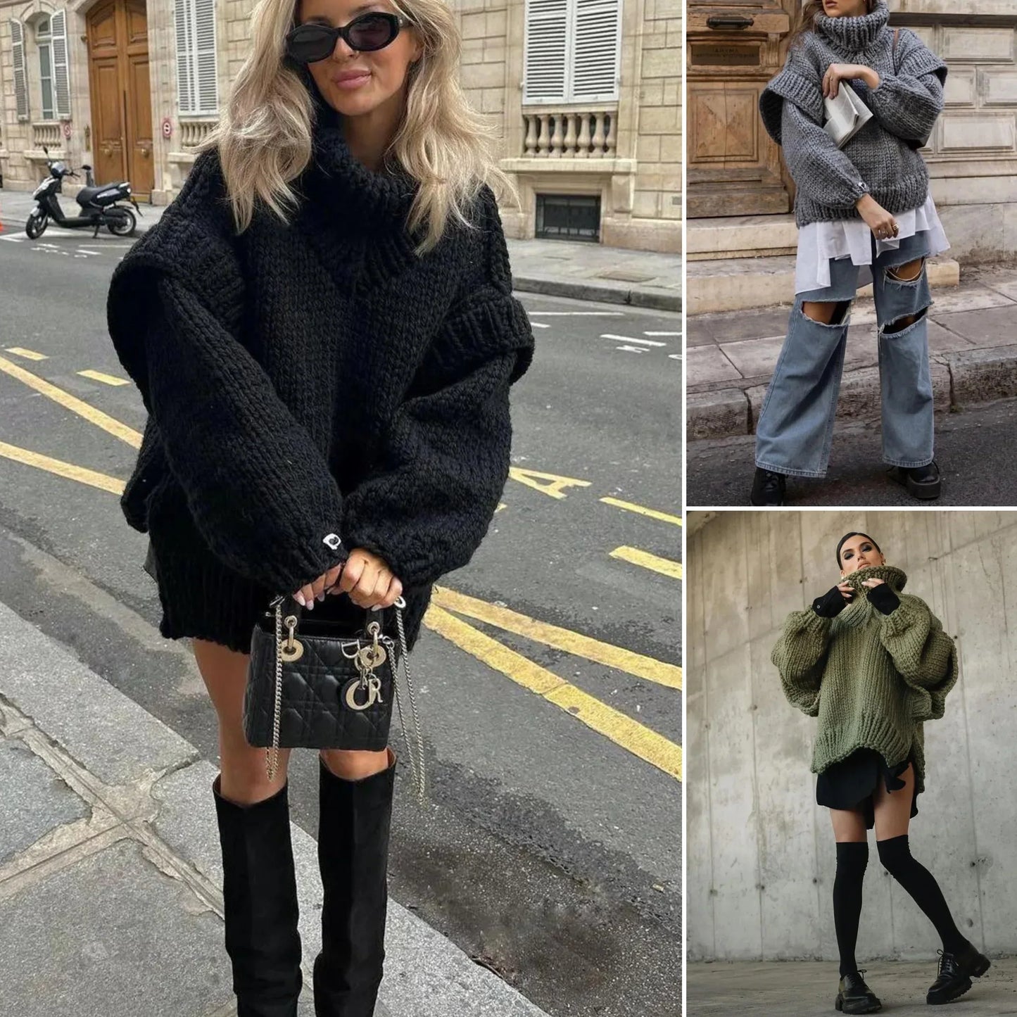 Oversized sweater-kjole til kvinder