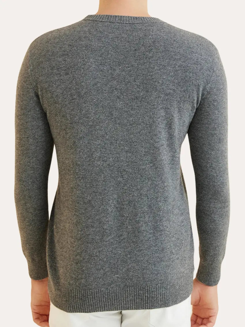 Mørkegrå signatur-sweater i kashmir