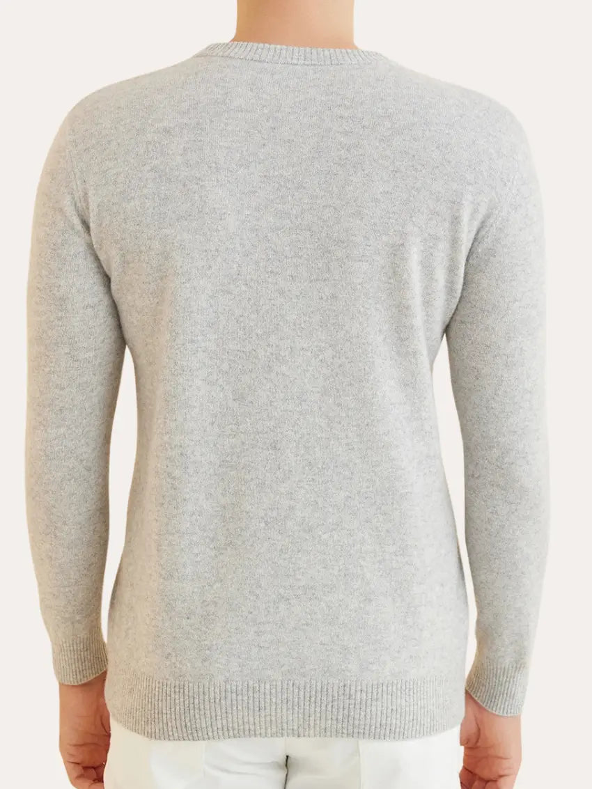 Lysegrå signatur-sweater i kashmir