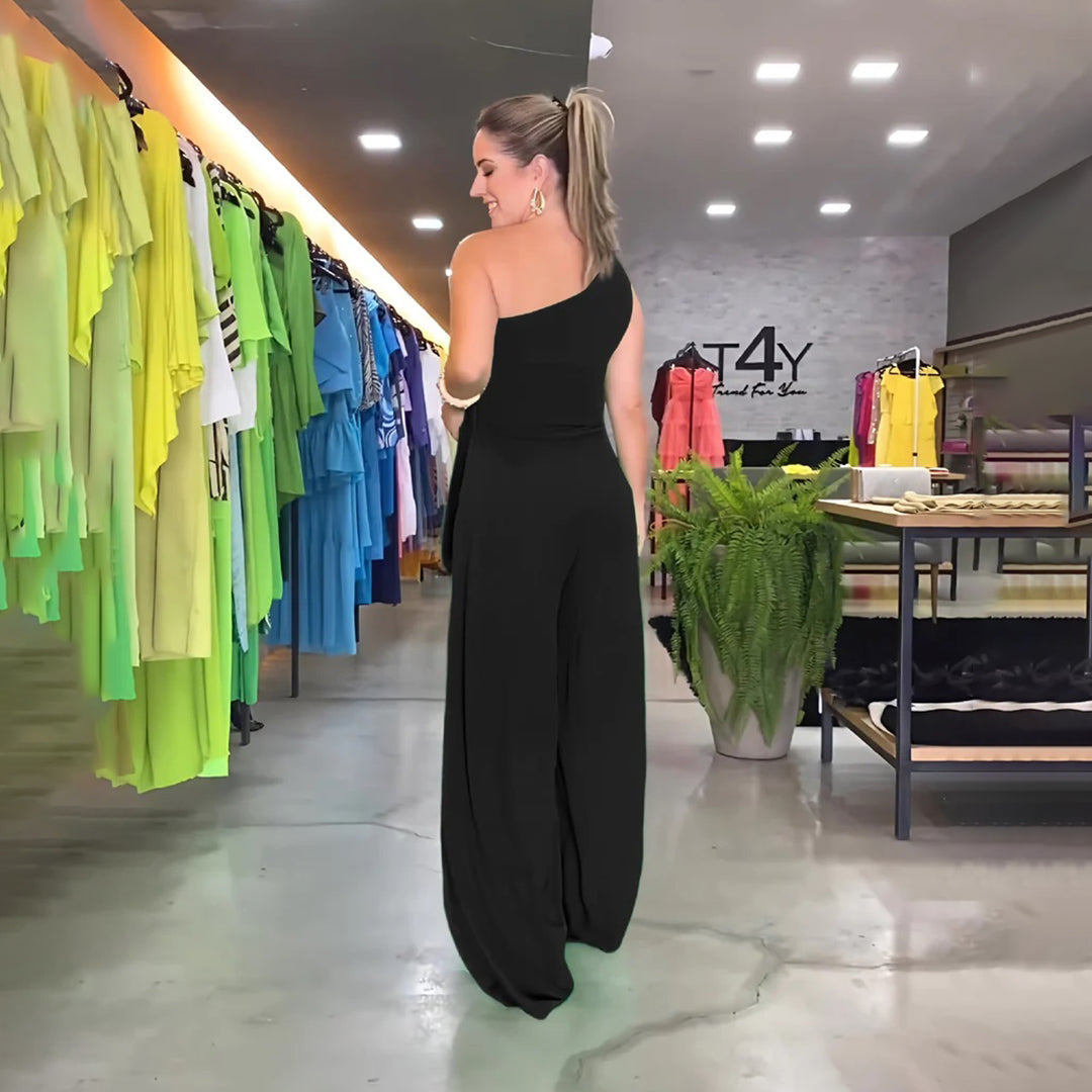 Stilfuld jumpsuit med én skulder