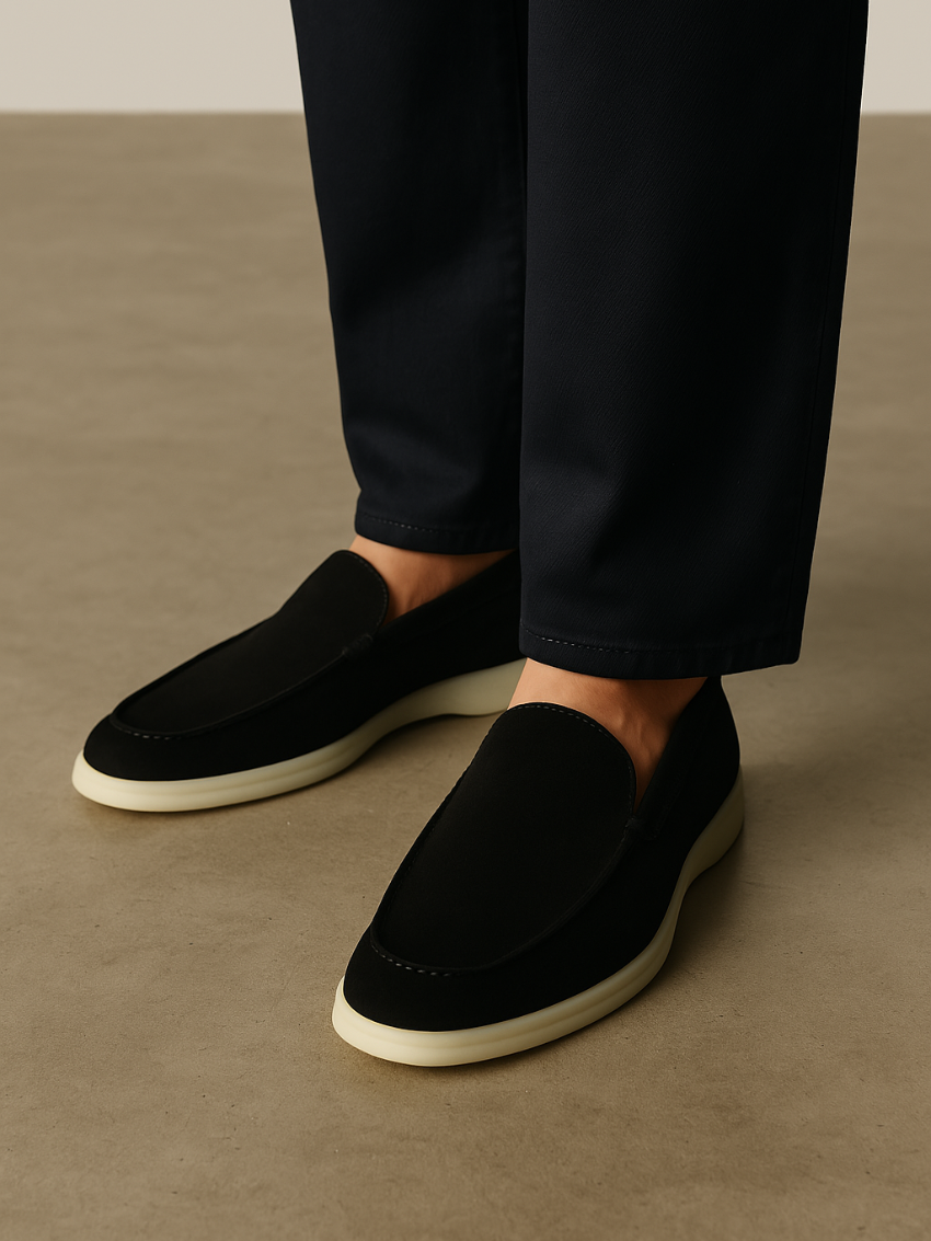 Raffinerede Sorte loafers i ruskind
