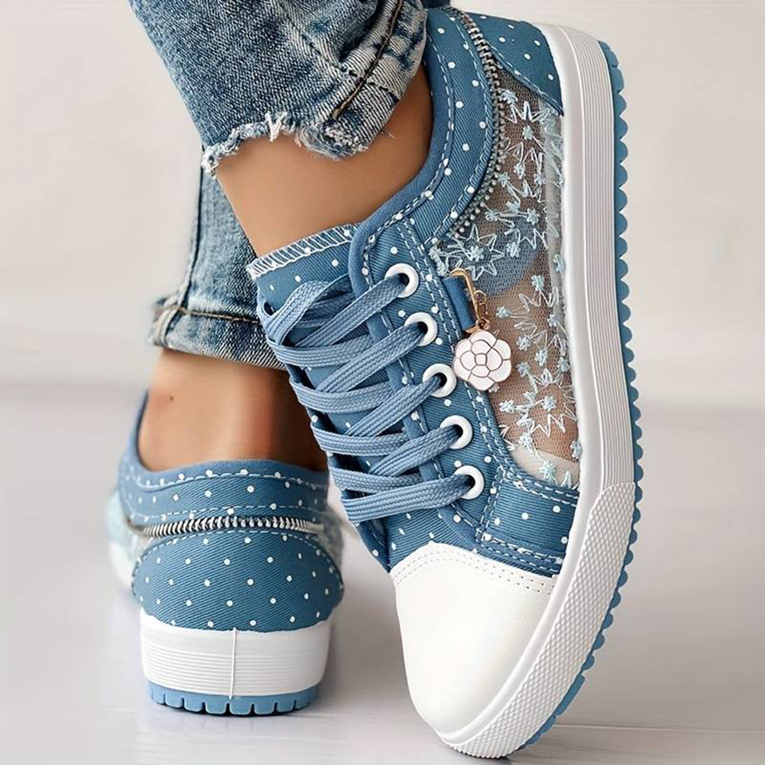 Flade sneakers i mesh til kvinder