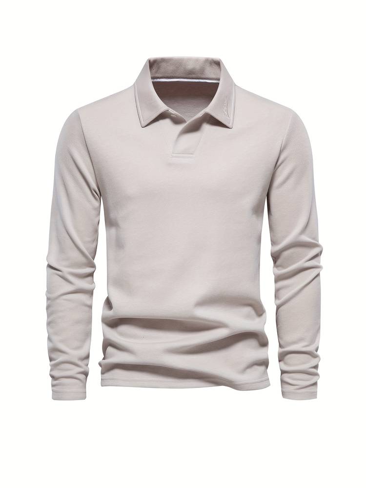 Langærmet poloshirt med klassisk krave til mænd