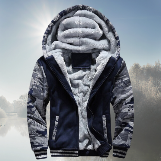 Fleece-foret jakke med hætte til mænd