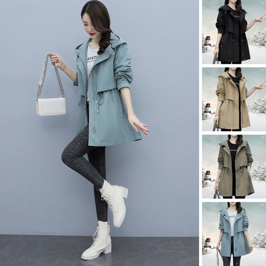 Trenchcoat med kapouchon til kvinder