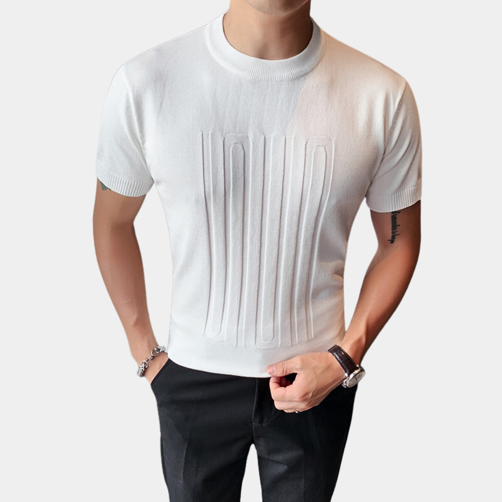 Strikket shirt med rund hals til mænd