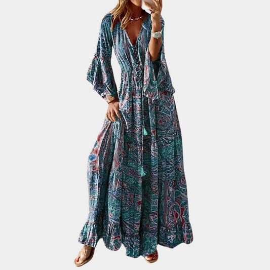 Boheme-maxikjole med paisley-print