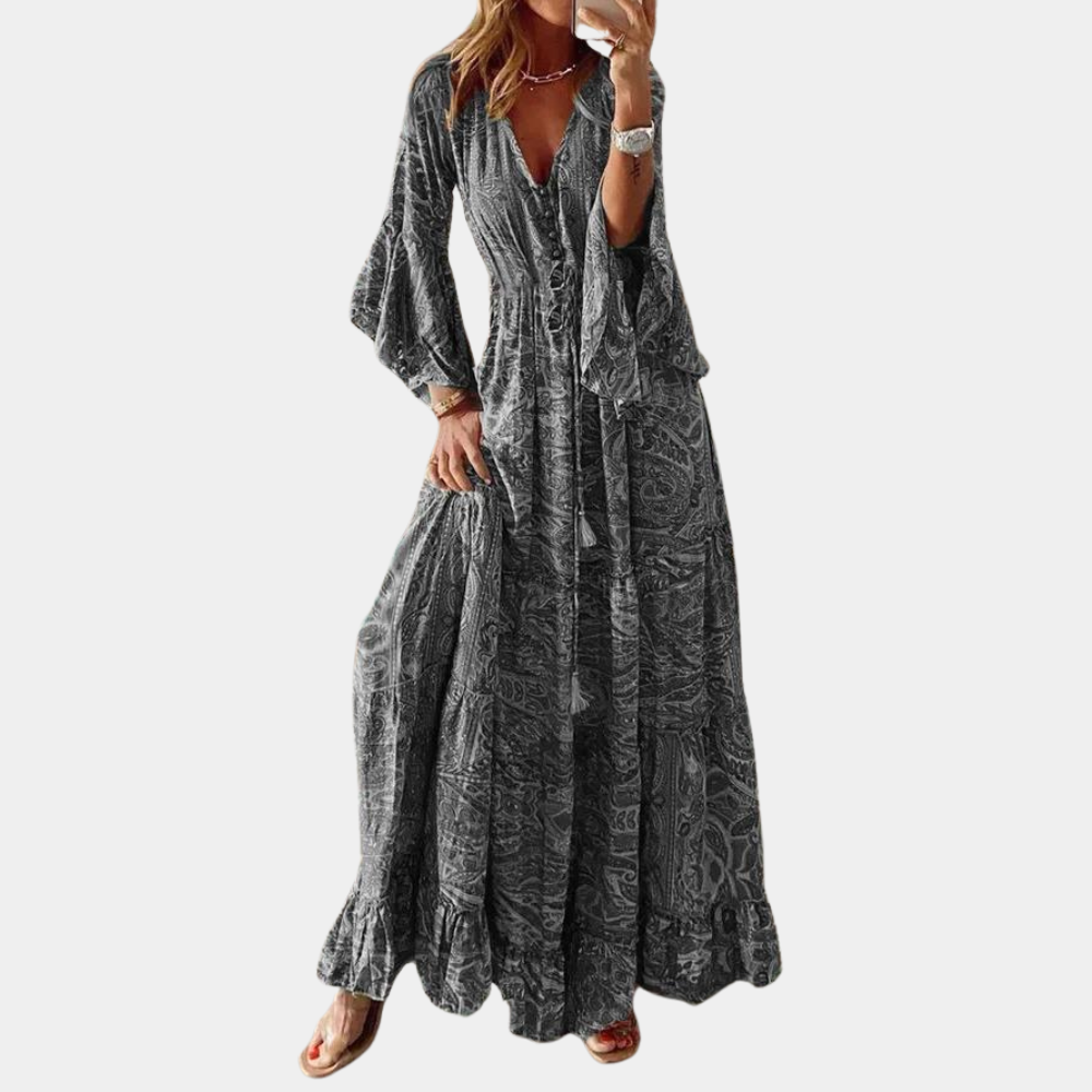 Boheme-maxikjole med paisley-print