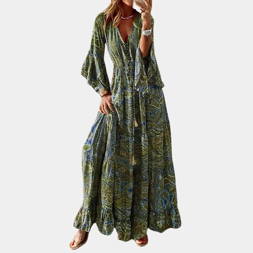 Boheme-maxikjole med paisley-print