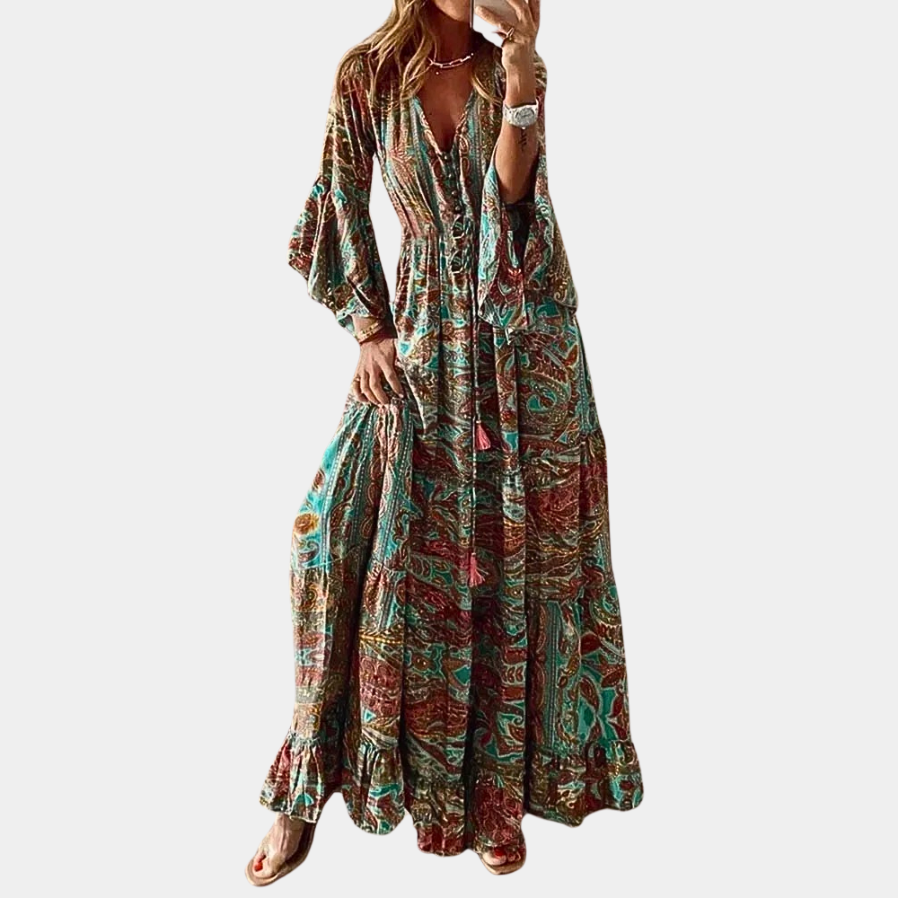 Boheme-maxikjole med paisley-print