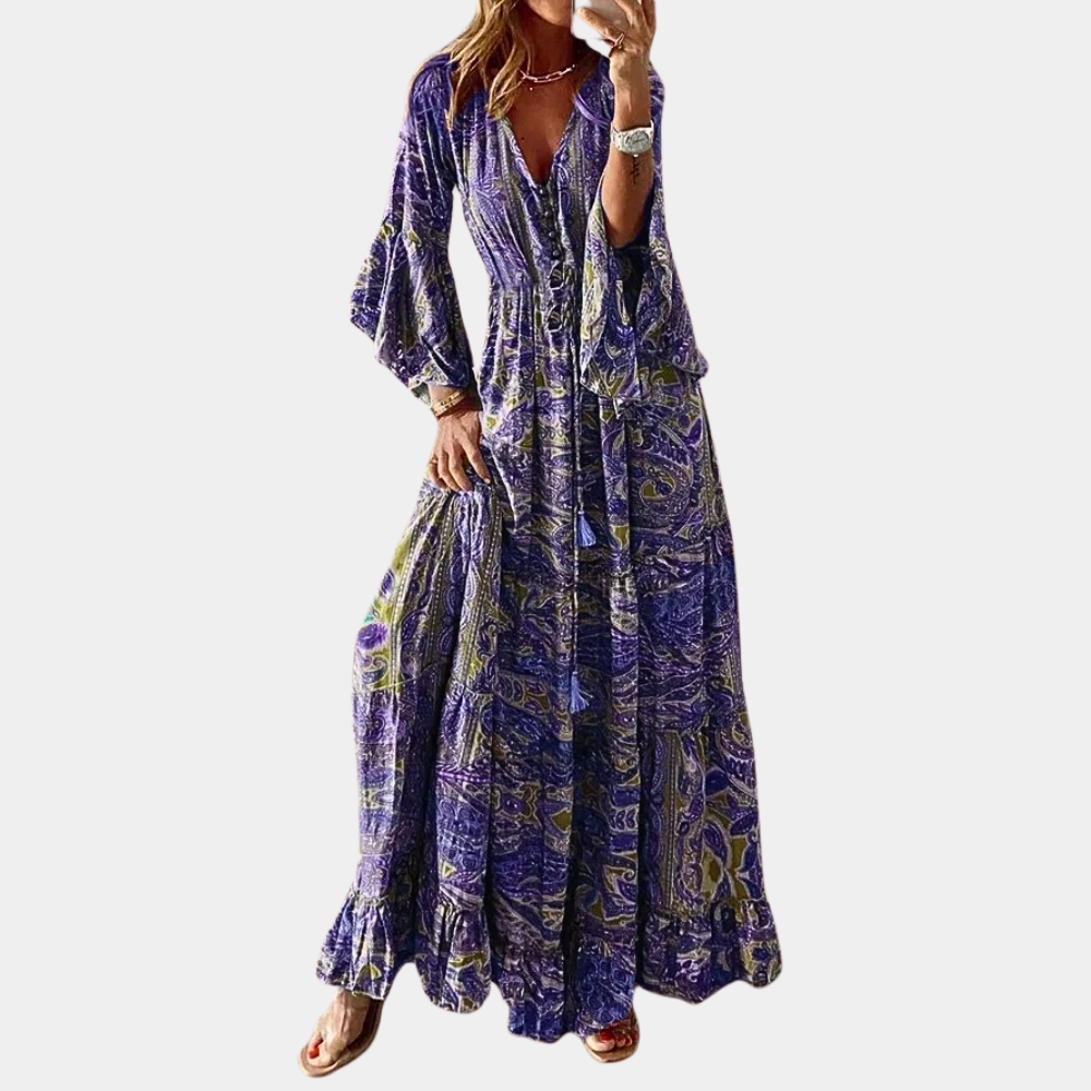 Boheme-maxikjole med paisley-print