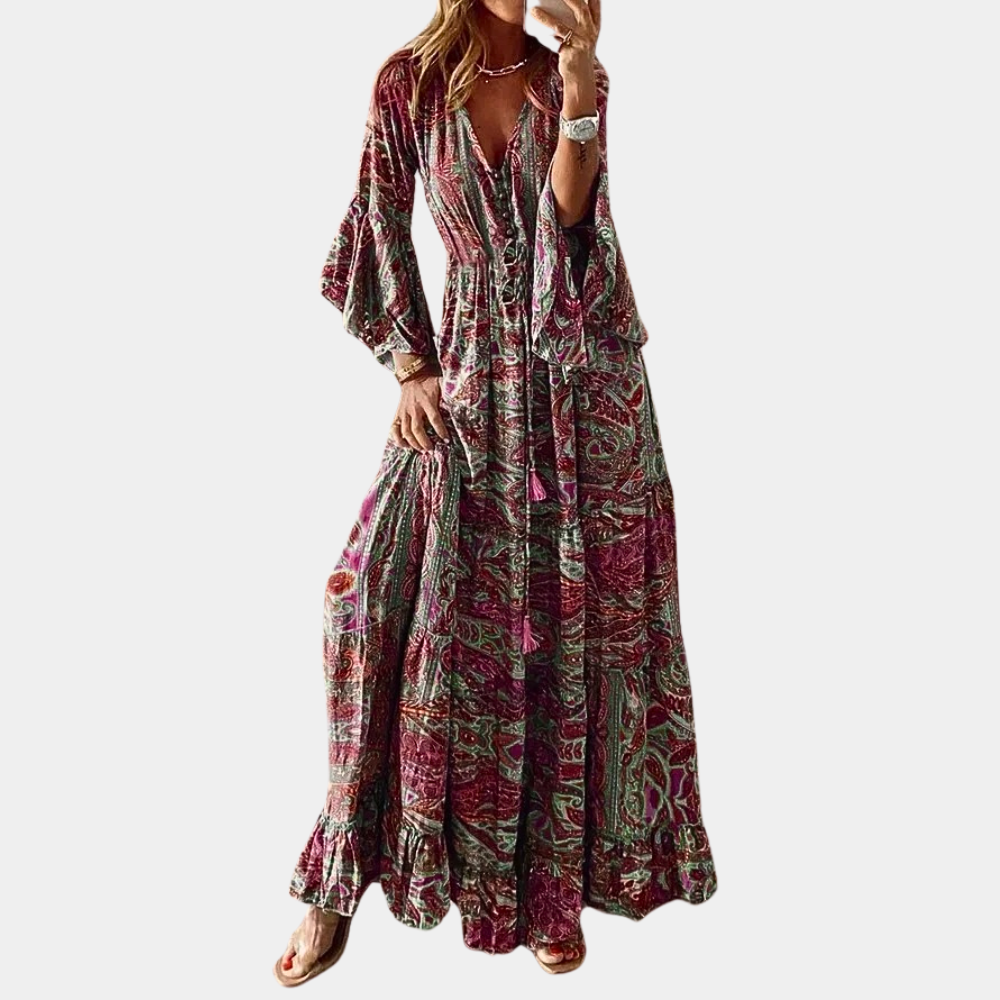 Boheme-maxikjole med paisley-print