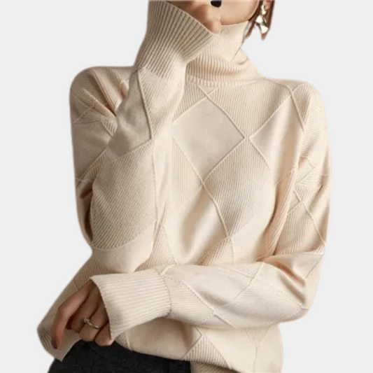 Strikket sweater med diamantmønster