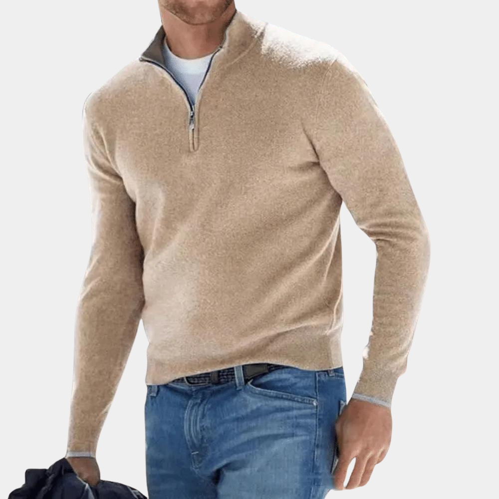 Enkel sweatshirt med halv lynlås til mænd