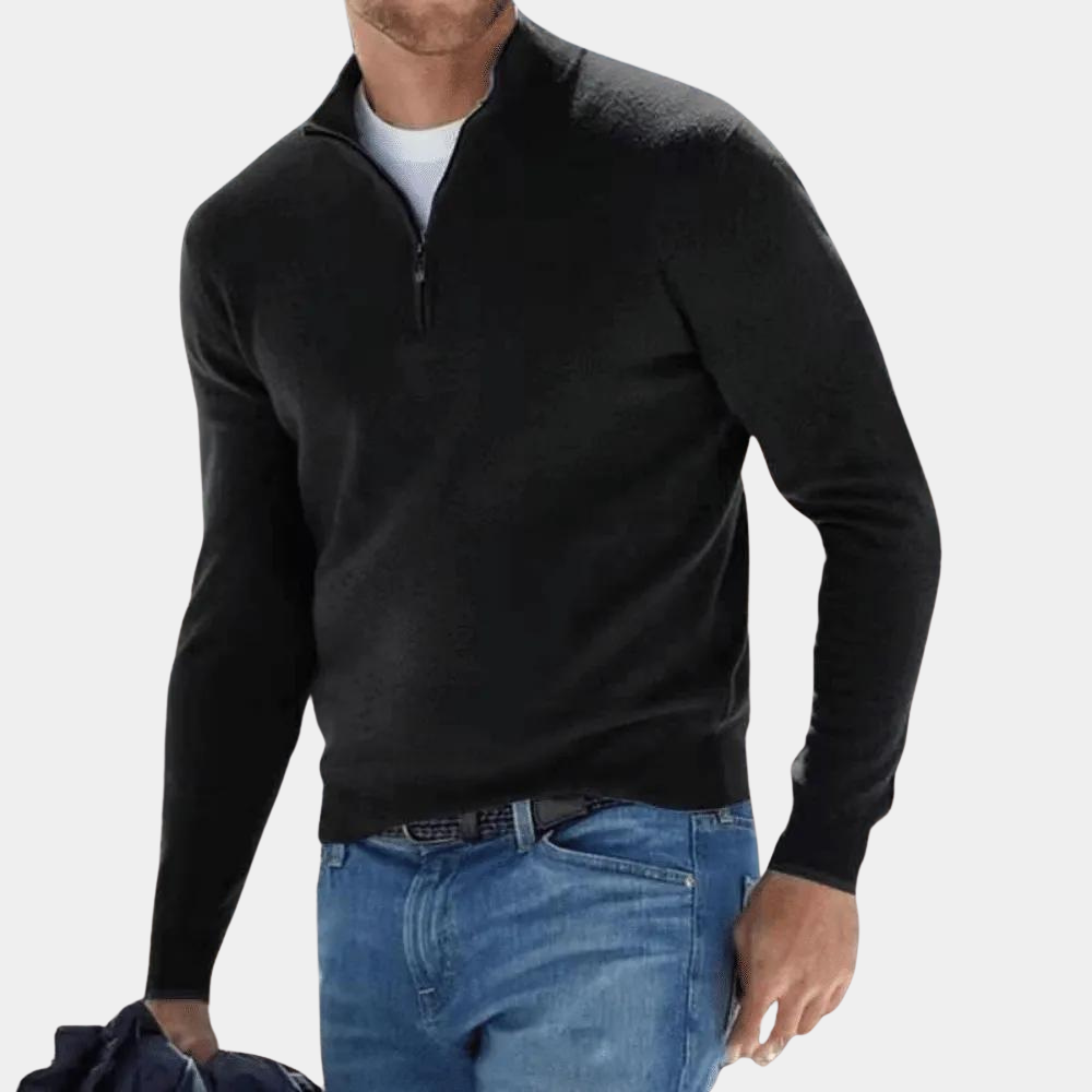 Enkel sweatshirt med halv lynlås til mænd