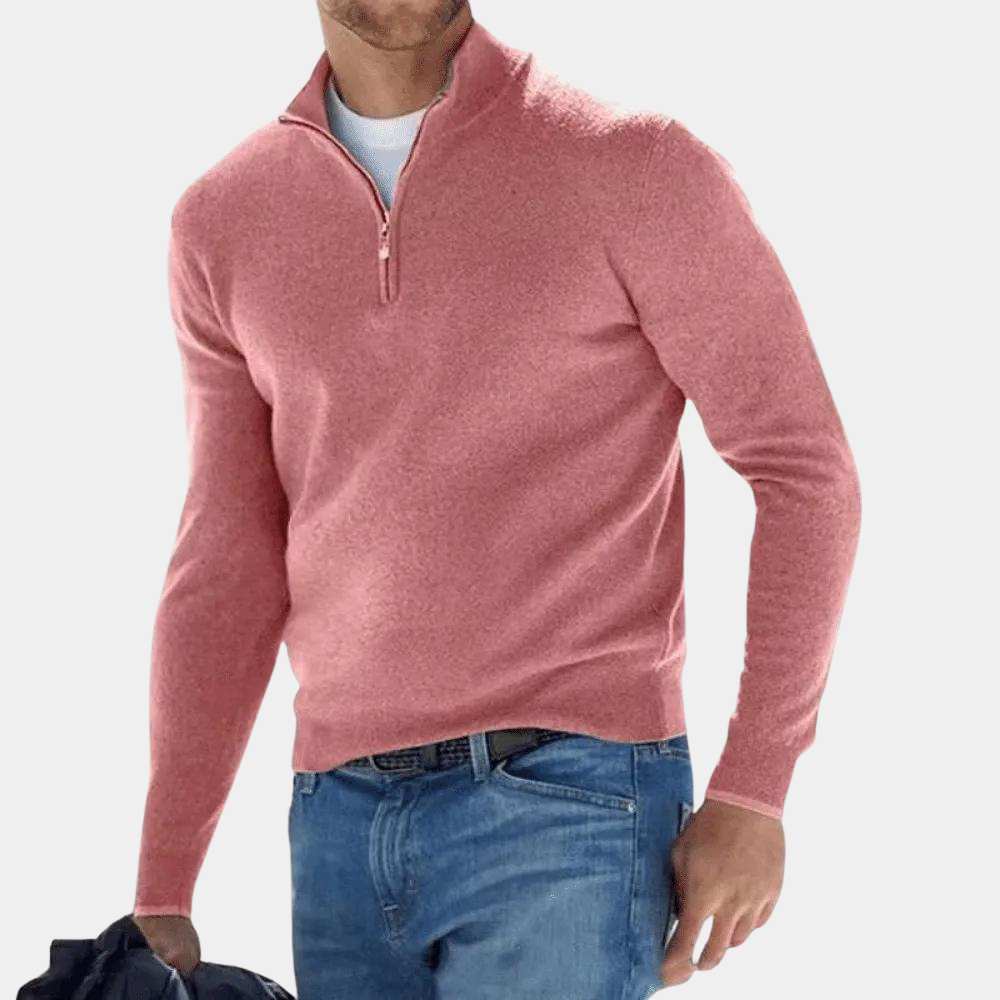 Enkel sweatshirt med halv lynlås til mænd
